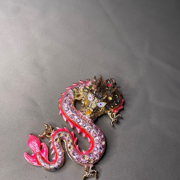 Pink and Gold Dragon Pendant - Picture 1 of 15